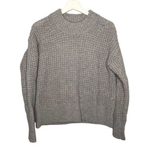 Everlane Wool-Cashmere Blend Long Sleeve Waffle Knit Boxy Sweater Gray Small
